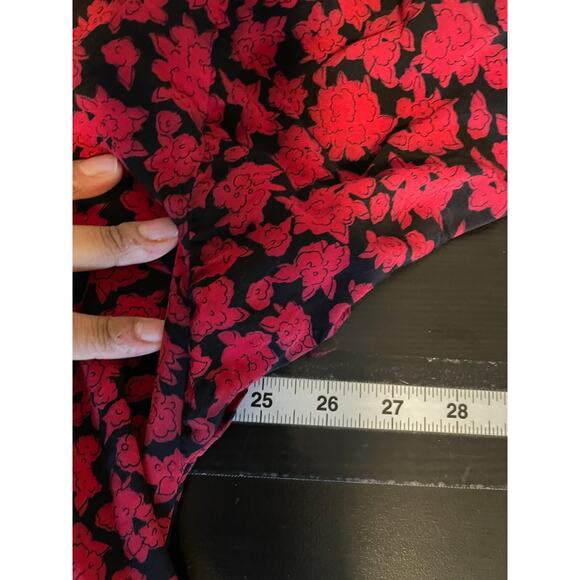 Vintage Womens Kimono Size 14W Red Black Floral Rayon Whimsigoth Fairy 80s - Picture 5 of 7